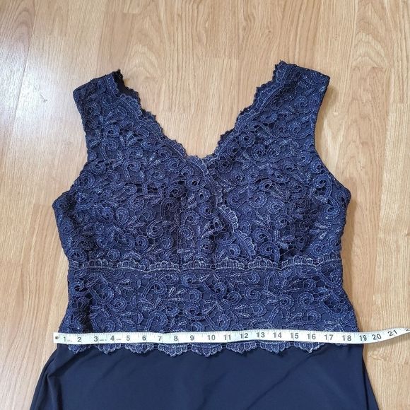 Alex Evenings Navy Sleeveless Gown Sz14P - Picture 9 of 16